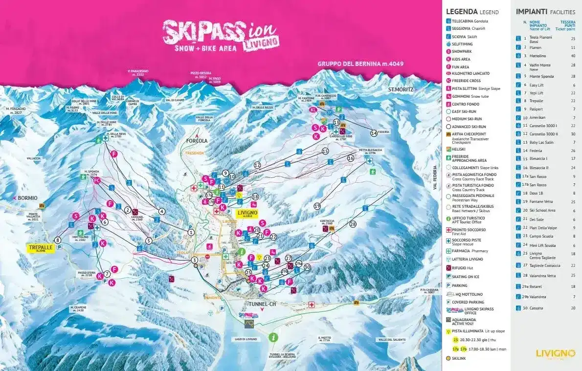 Løypekart over Livigno