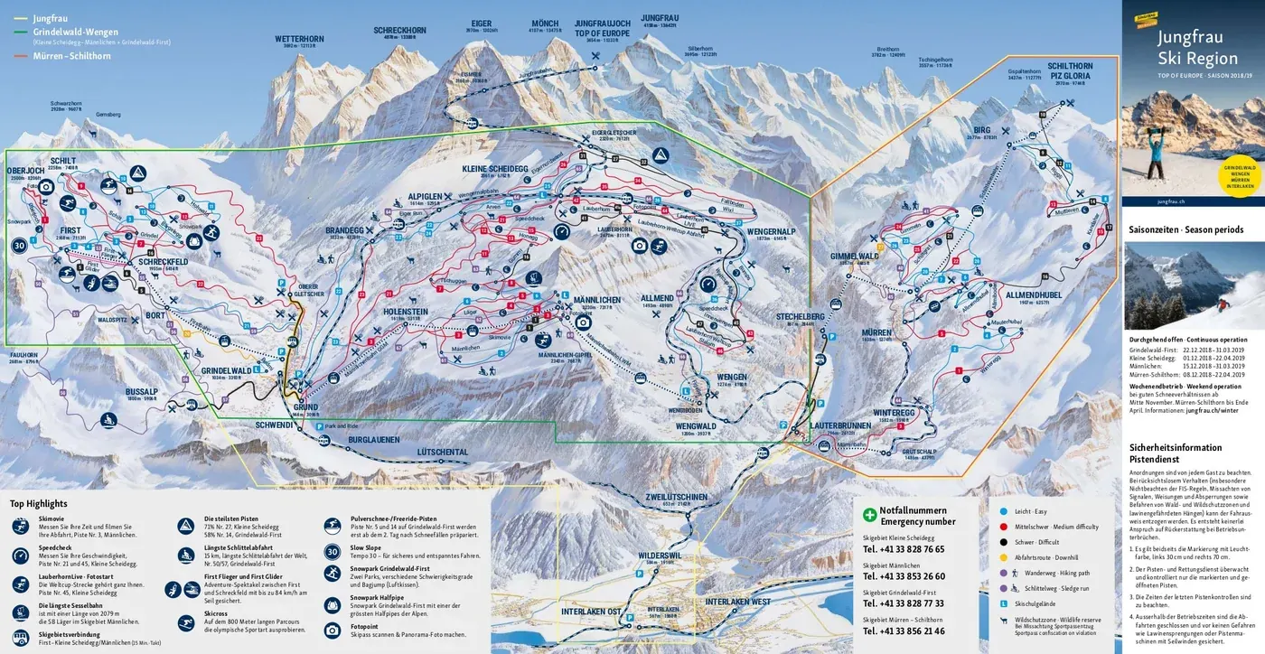 Løypekart over Mürren