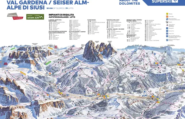 Løypekart Selva Val Gardena